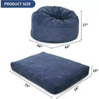 Fauteuil convertible lit poire pour adultes - Matelas de sol et chaise longue surdimensionnés avec housse amovible et lavable
