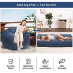 Fauteuil convertible lit poire pour adultes - Matelas de sol et chaise longue surdimensionnés avec housse amovible et lavable