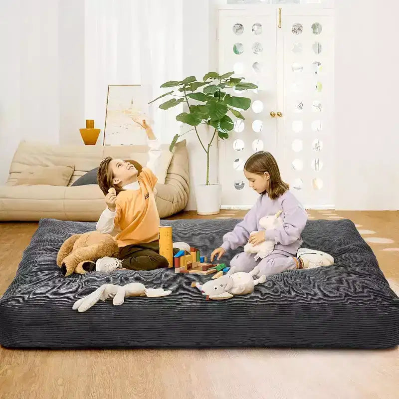 Convertible Bean Bag Chair Bed for Adults - Oversized Floor Mattress & Lounge Chair with Removable Washable Cover