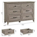 Commode à 6 tiroirs pour chambre à coucher, commode de rangement autonome de 120 cm de large pour salon, entrée, organisation de placard