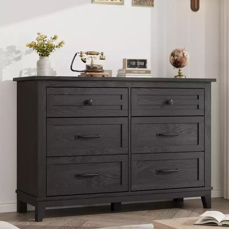 Commode à 6 tiroirs pour chambre à coucher, commode de rangement autonome de 120 cm de large pour salon, entrée, organisation de placard