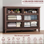 Commode à 6 tiroirs pour chambre à coucher, commode de rangement autonome de 120 cm de large pour salon, entrée, organisation de placard