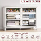 Commode à 6 tiroirs pour chambre à coucher, commode de rangement autonome de 120 cm de large pour salon, entrée, organisation de placard