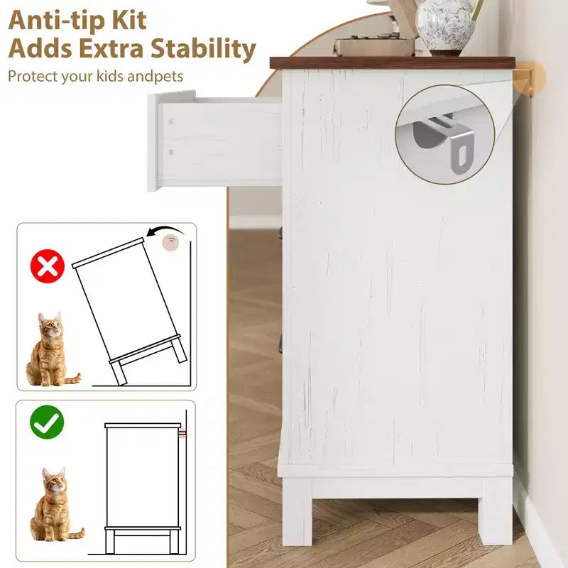 Commode à 6 tiroirs pour chambre à coucher, commode de rangement autonome de 120 cm de large pour salon, entrée, organisation de placard
