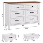 Commode à 6 tiroirs pour chambre à coucher, commode de rangement autonome de 120 cm de large pour salon, entrée, organisation de placard