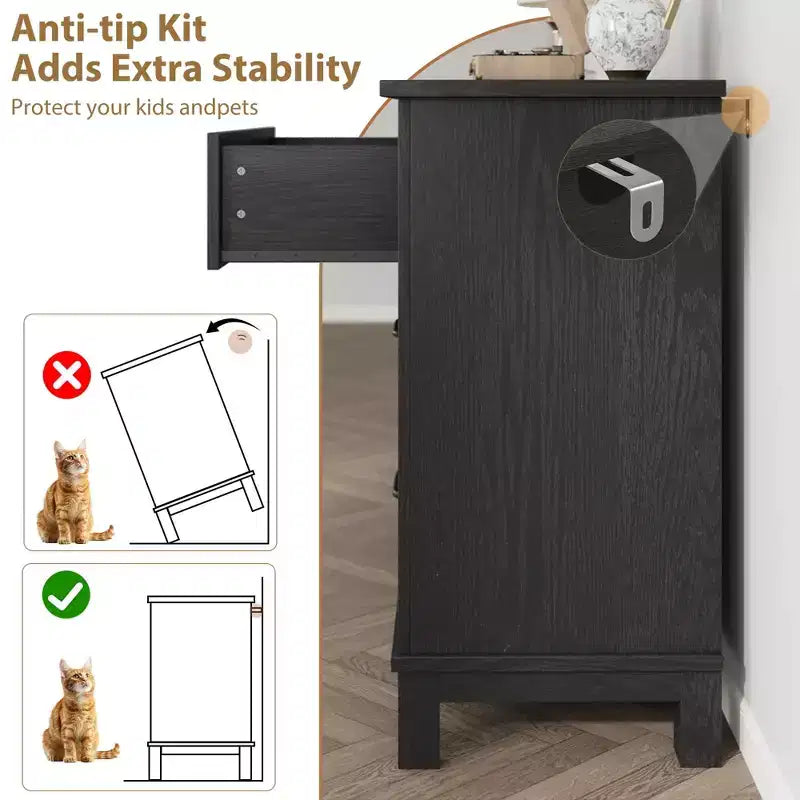 Commode à 6 tiroirs pour chambre à coucher, commode de rangement autonome de 120 cm de large pour salon, entrée, organisation de placard