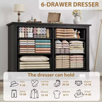 Commode à 6 tiroirs pour chambre à coucher, commode de rangement autonome de 120 cm de large pour salon, entrée, organisation de placard
