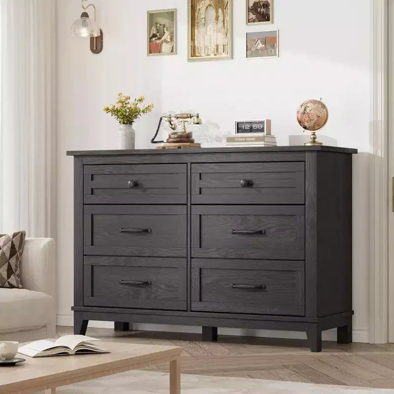 GustoWave 6 Drawer Dresser for Bedroom, 47 Inch Wide Freestanding Storage Dresser for Living Room, Entryway, Closet Organization