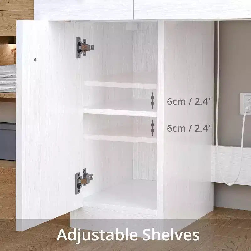 Coiffeuse avec tiroirs, Table de Maquillage Élégante pour Chambre à Coucher, avec Chaise, Miroir et Lumières, pour Chambre à Coucher, Blanc