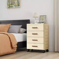 TROPOW Plastic Storage Box with Wheels, Convenience Storage Box with 5 Drawers, Storage Boxes for Bedroom, Living Room, Desk