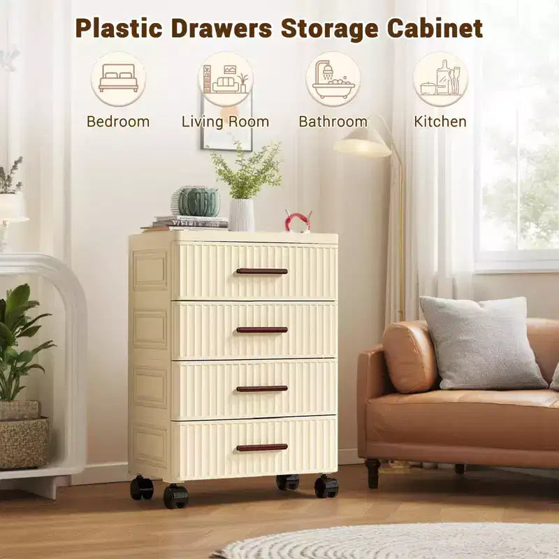 Boîte de rangement en plastique à roulettes, Boîte de rangement pratique à 5 tiroirs, Boîtes de rangement pour chambre à coucher, salon, bureau