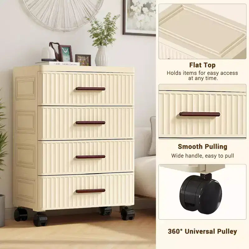 Boîte de rangement en plastique à roulettes, Boîte de rangement pratique à 5 tiroirs, Boîtes de rangement pour chambre à coucher, salon, bureau