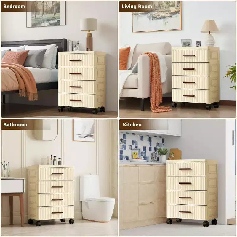 Boîte de rangement en plastique à roulettes, Boîte de rangement pratique à 5 tiroirs, Boîtes de rangement pour chambre à coucher, salon, bureau
