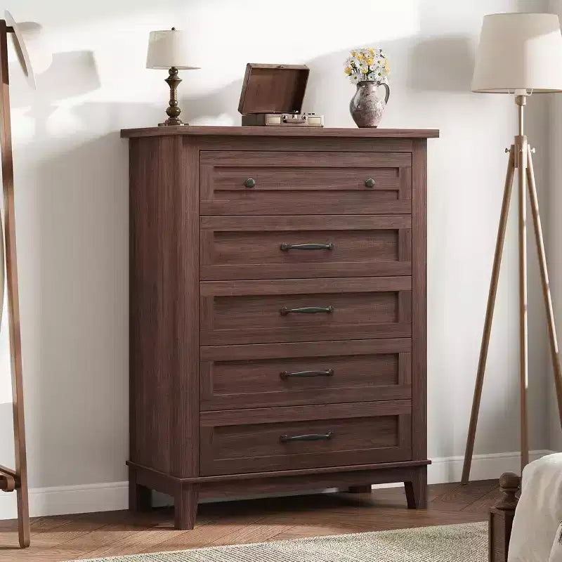 Commode 7 Tiroirs pour Chambre à Coucher, Commode de Rangement Autonome de 54 Pouces de Large, Meuble de Rangement en Bois pour Salon, Chambre, Bureau