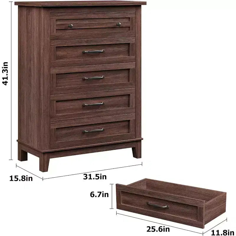 Commode 7 Tiroirs pour Chambre à Coucher, Commode de Rangement Autonome de 54 Pouces de Large, Meuble de Rangement en Bois pour Salon, Chambre, Bureau