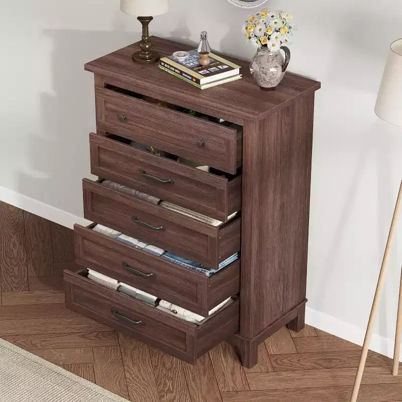 Commode 7 Tiroirs pour Chambre à Coucher, Commode de Rangement Autonome de 54 Pouces de Large, Meuble de Rangement en Bois pour Salon, Chambre, Bureau