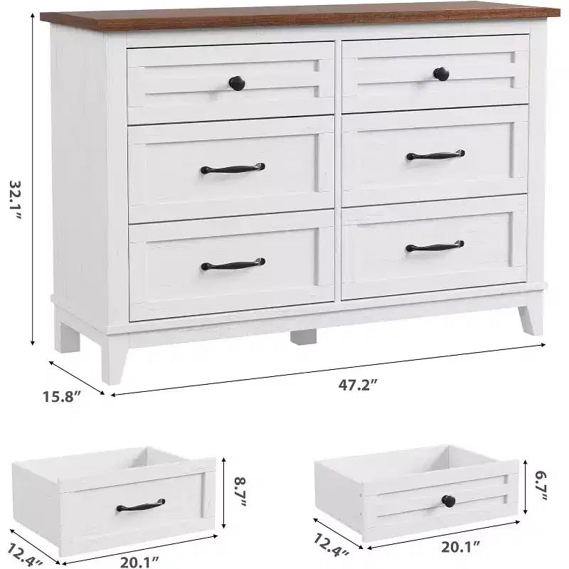 Commode 7 Tiroirs pour Chambre à Coucher, Commode de Rangement Autonome de 54 Pouces de Large, Meuble de Rangement en Bois pour Salon, Chambre, Bureau
