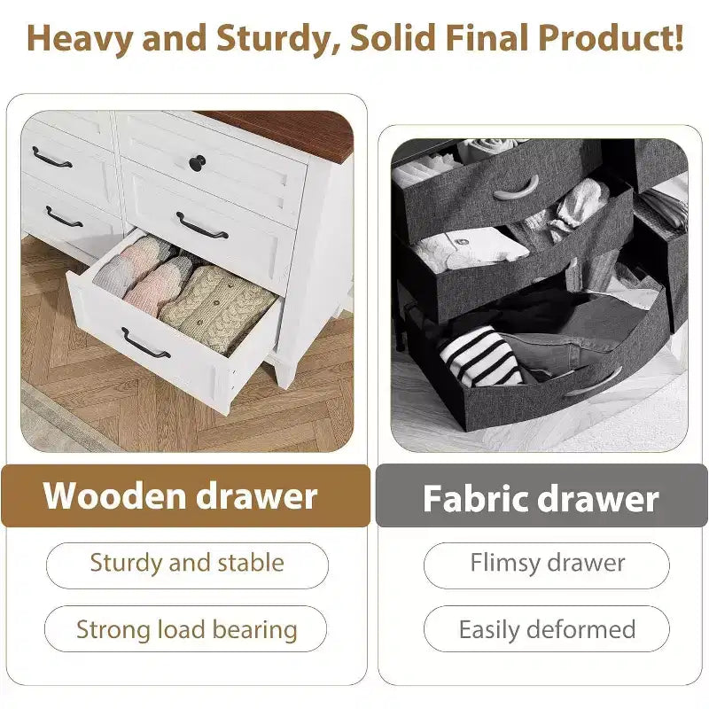 Commode 7 Tiroirs pour Chambre à Coucher, Commode de Rangement Autonome de 54 Pouces de Large, Meuble de Rangement en Bois pour Salon, Chambre, Bureau