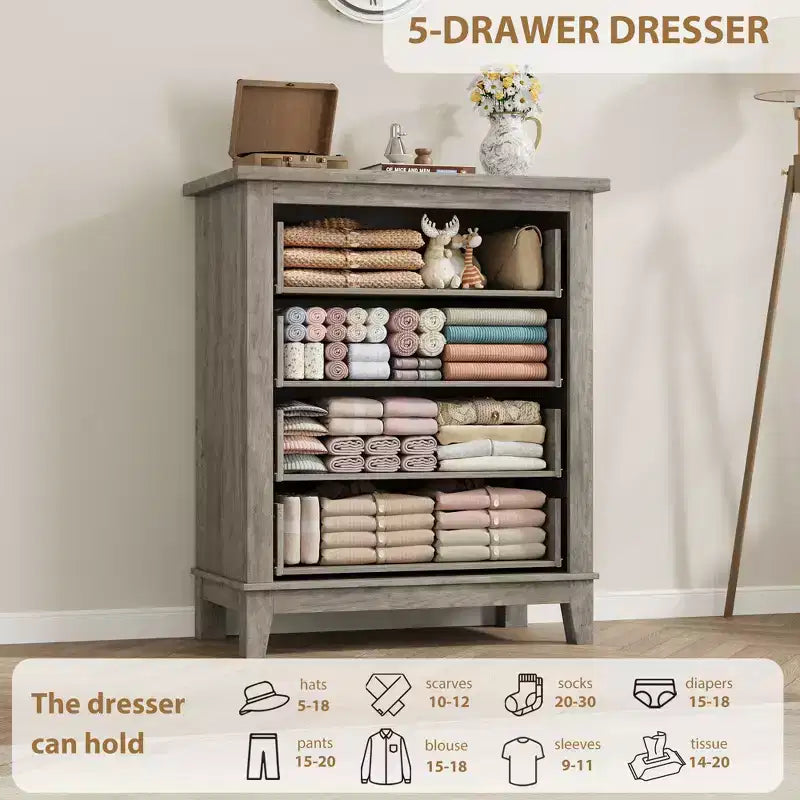 Commode 7 Tiroirs pour Chambre à Coucher, Commode de Rangement Autonome de 54 Pouces de Large, Meuble de Rangement en Bois pour Salon, Chambre, Bureau