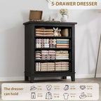 Commode 4 Tiroirs pour Chambre à Coucher, Commode de Rangement Autonome de 54 Pouces de Large, Meuble de Rangement en Bois pour Salon, Chambre, Bureau