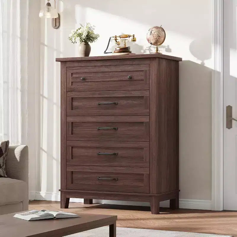 Commode 7 Tiroirs pour Chambre à Coucher, Commode de Rangement Autonome de 54 Pouces de Large, Meuble de Rangement en Bois pour Salon, Chambre, Bureau