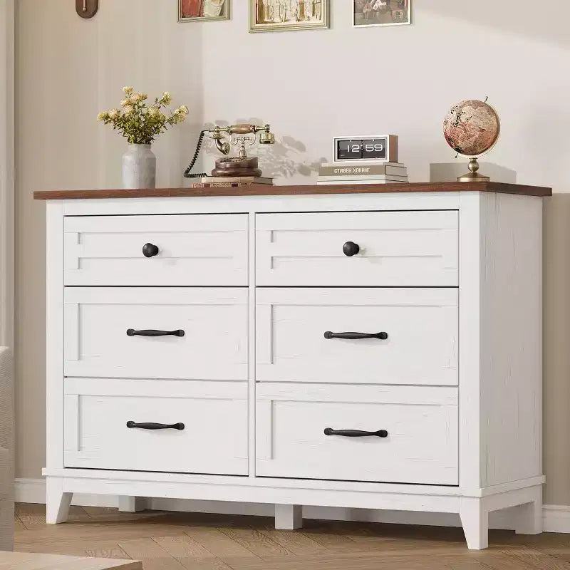 Commode 7 Tiroirs pour Chambre à Coucher, Commode de Rangement Autonome de 54 Pouces de Large, Meuble de Rangement en Bois pour Salon, Chambre, Bureau