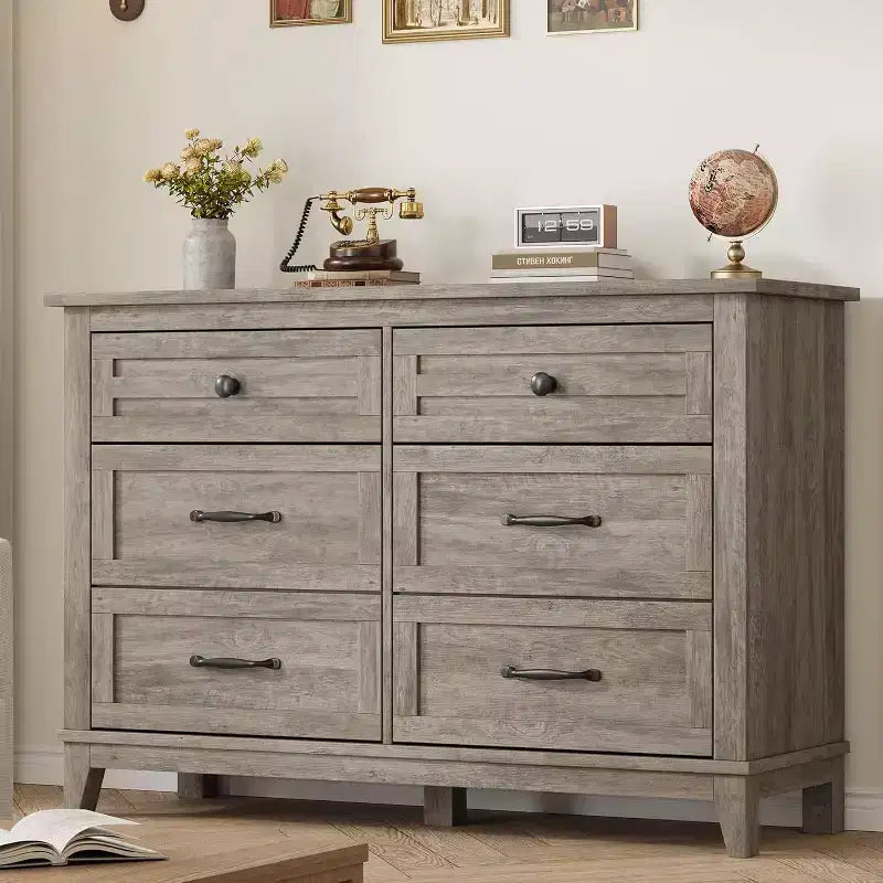 Commode 7 Tiroirs pour Chambre à Coucher, Commode de Rangement Autonome de 54 Pouces de Large, Meuble de Rangement en Bois pour Salon, Chambre, Bureau