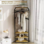 Porte-manteau d'angle, meuble d'entrée sur pied avec banc à chaussures, porte-manteau d'entrée avec étagères de rangement à 3 niveaux et 12 crochets pour chambre, salon