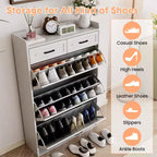 Meuble à chaussures avec 3 tiroirs basculants et 2 tiroirs, rangement à chaussures pour entrée