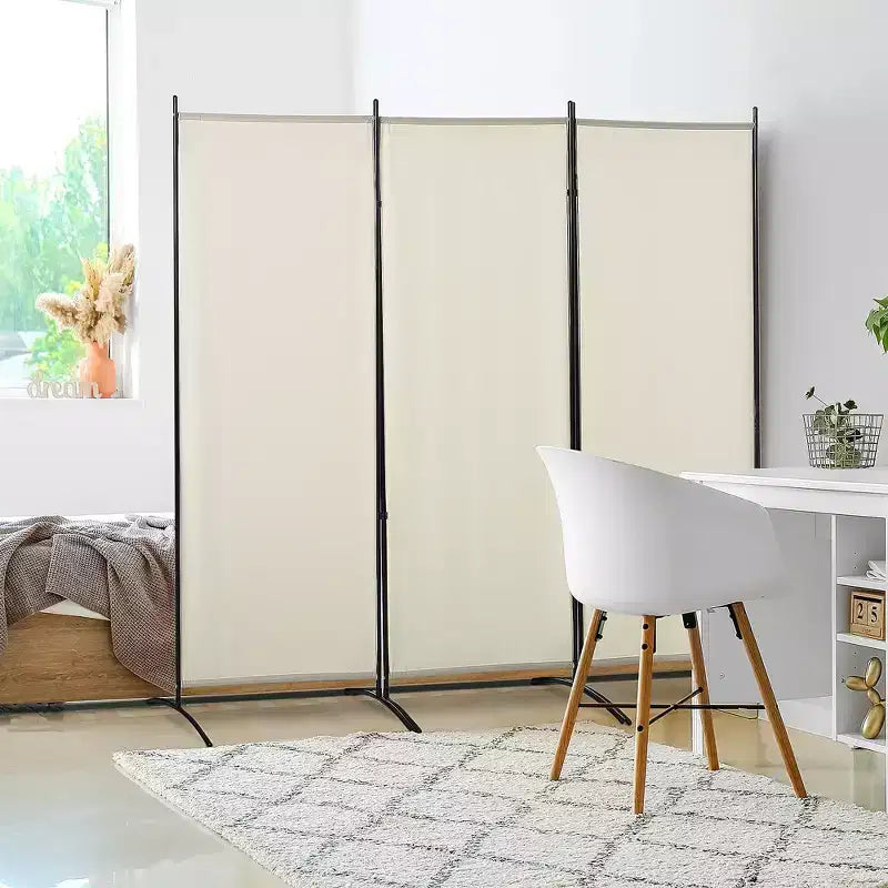 MAYEERTY 3 Panel Room Divider Indoor Privacy Screen for Home Beige 99.5x71.75x19.75