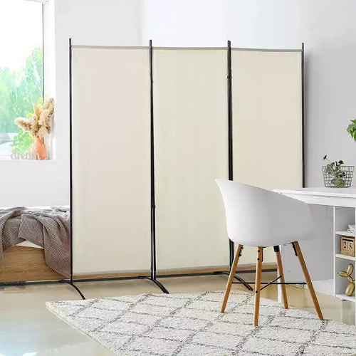 MAYEERTY 3 Panel Room Divider Indoor Privacy Screen for Home Beige 99.5x71.75x19.75