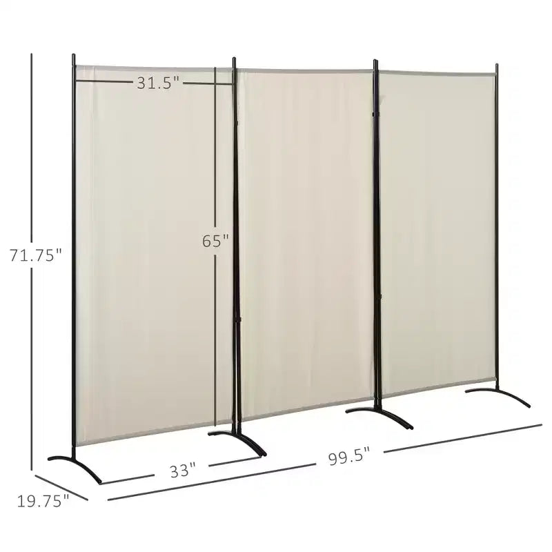 Séparateur de pièce à 3 panneaux, paravent intérieur pour la maison, beige, 99,5x71,75x19,75