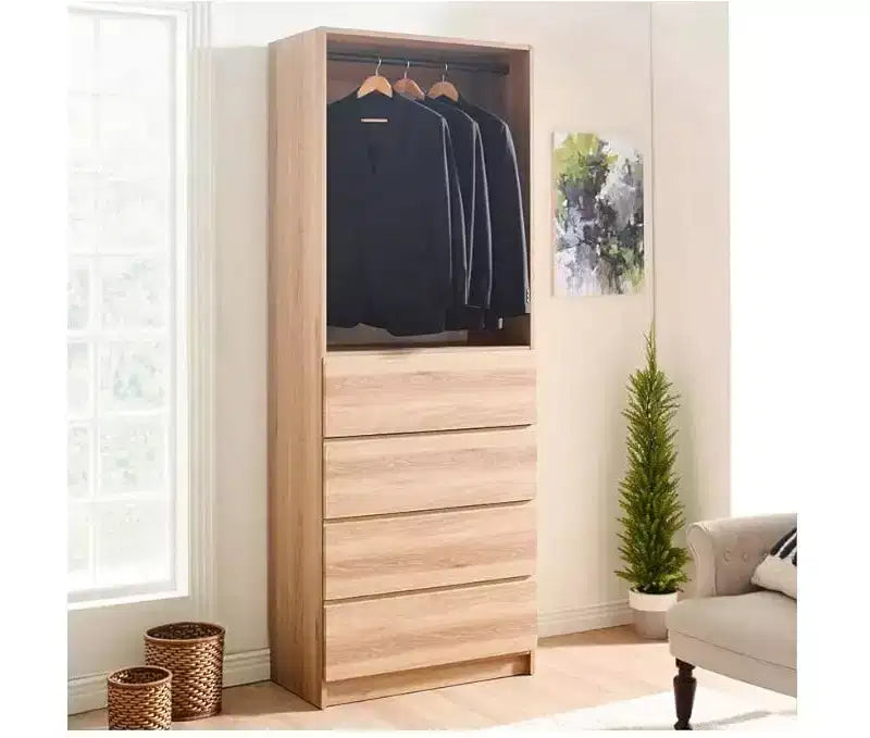 Placard-penderie en bois de 32 po avec quatre tiroirs