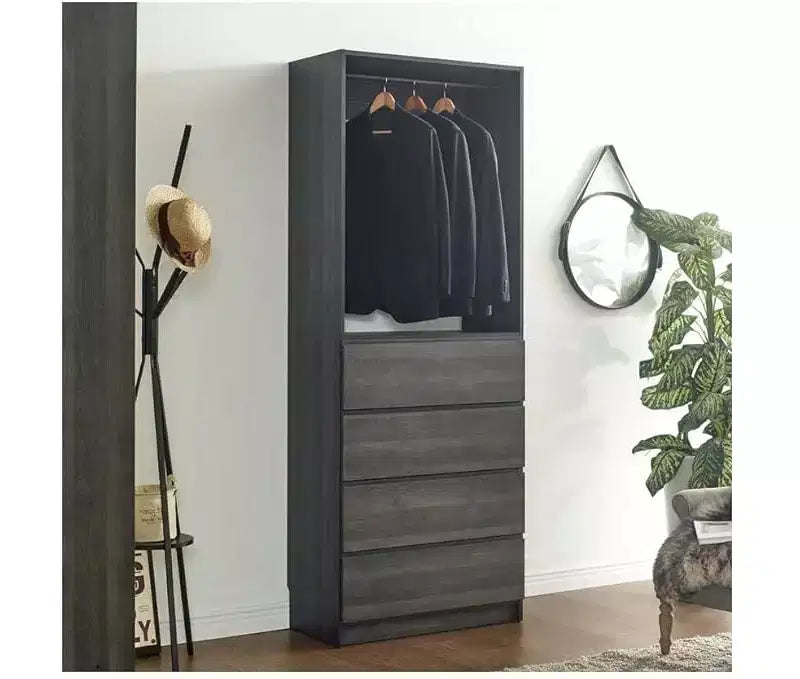 Placard-penderie en bois de 32 po avec quatre tiroirs