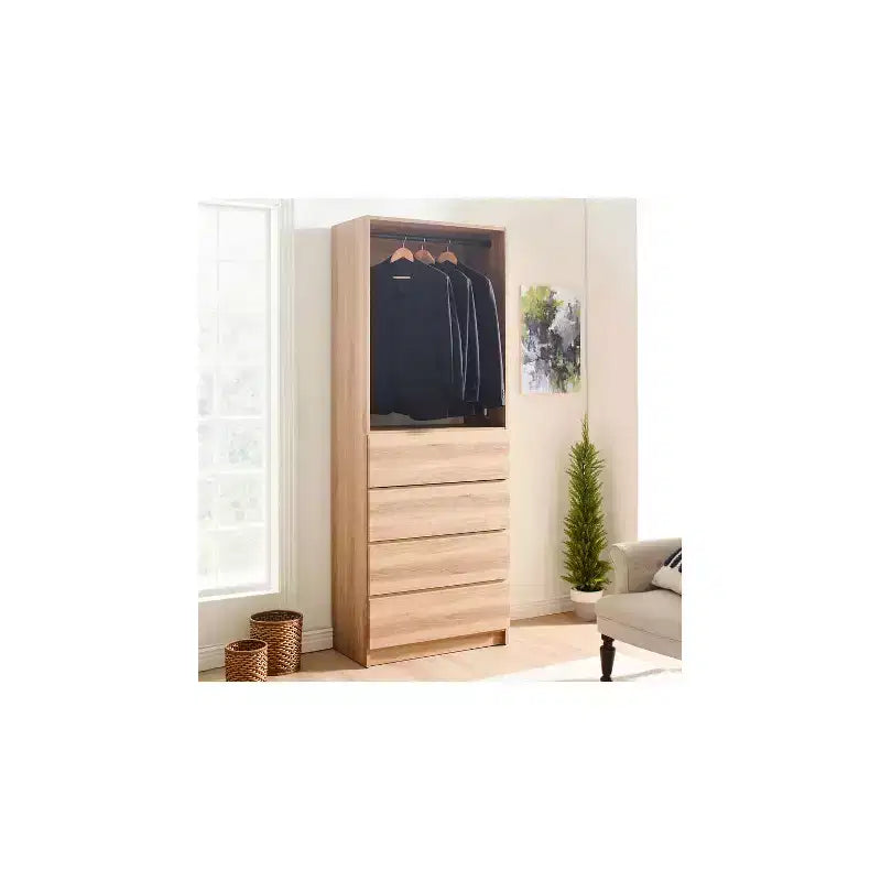 Placard-penderie en bois de 32 po avec quatre tiroirs