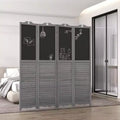 MAYEERTY 4 Panel Folding Room Divider with Blackboard Freestanding Privacy Screen Panels for Home Office Gray