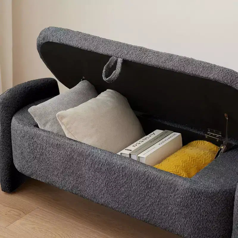 Grand banc de rangement ottoman polyvalent : spacieux, durable et élégant pour n'importe quelle pièce, gris