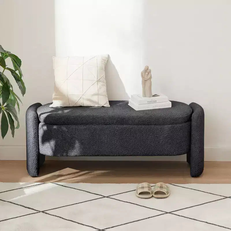 Grand banc de rangement ottoman polyvalent : spacieux, durable et élégant pour n'importe quelle pièce, gris