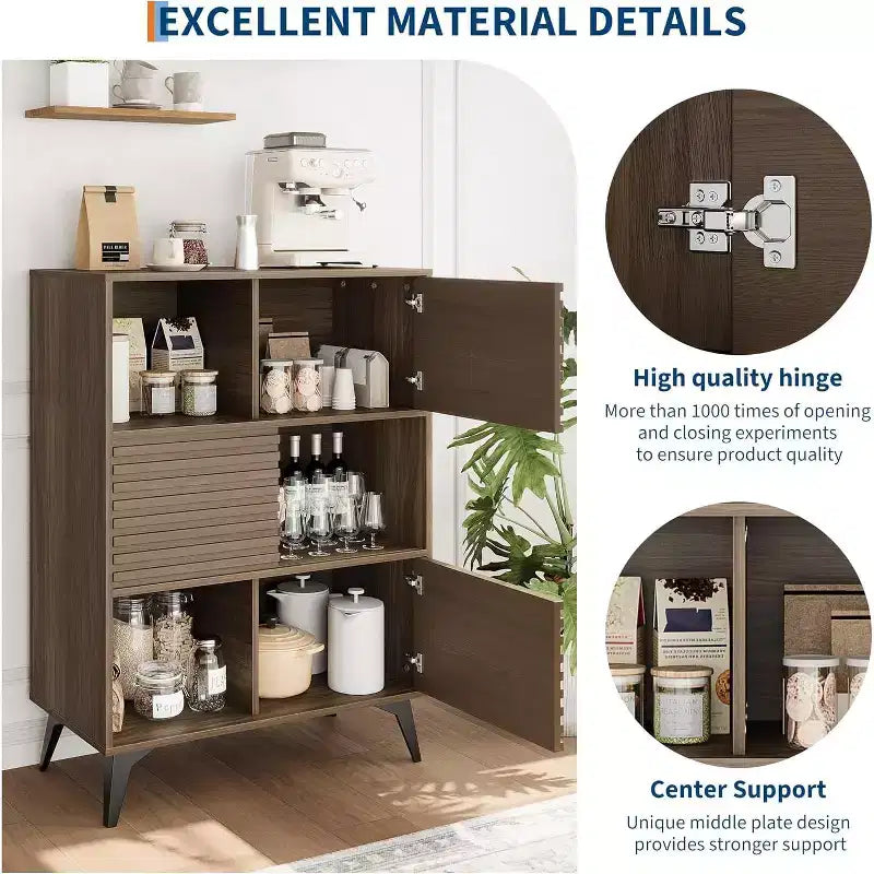 Meuble de rangement en bois à trois couches, organisateur durable en panneaux de particules avec étagères multicouches, design compact pour le bureau ou la maison
