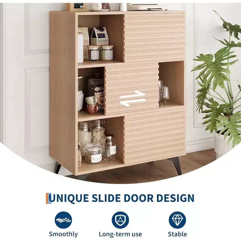 Meuble de rangement en bois à trois couches, organisateur durable en panneaux de particules avec étagères multicouches, design compact pour le bureau ou la maison