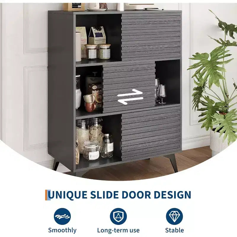 Meuble de rangement en bois à trois couches, organisateur durable en panneaux de particules avec étagères multicouches, design compact pour le bureau ou la maison
