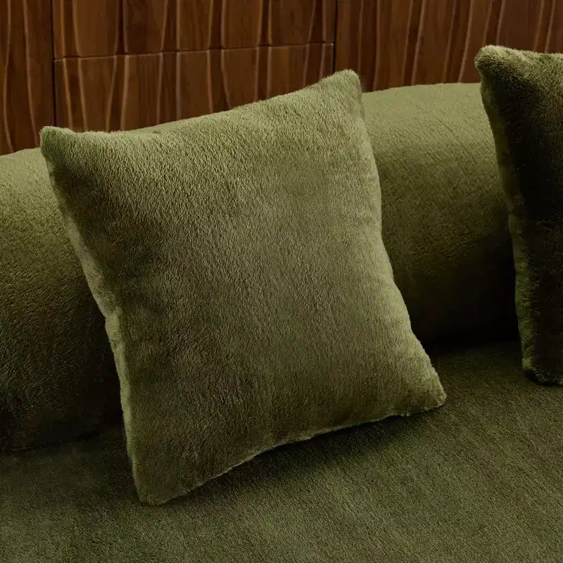 Canapé en flanelle courbé, moderne et simple. Multicolore créatif pour le salon, avec une combinaison de coussins.