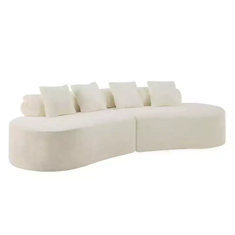 Canapé en flanelle courbé, moderne et simple. Multicolore créatif pour le salon, avec une combinaison de coussins.