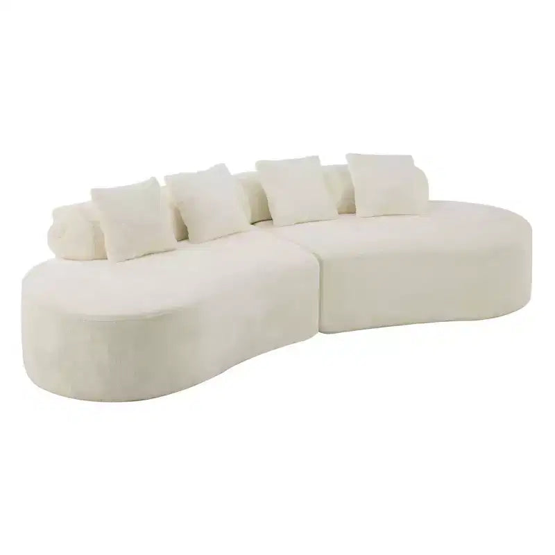 Canapé en flanelle courbé, moderne et simple. Multicolore créatif pour le salon, avec une combinaison de coussins.