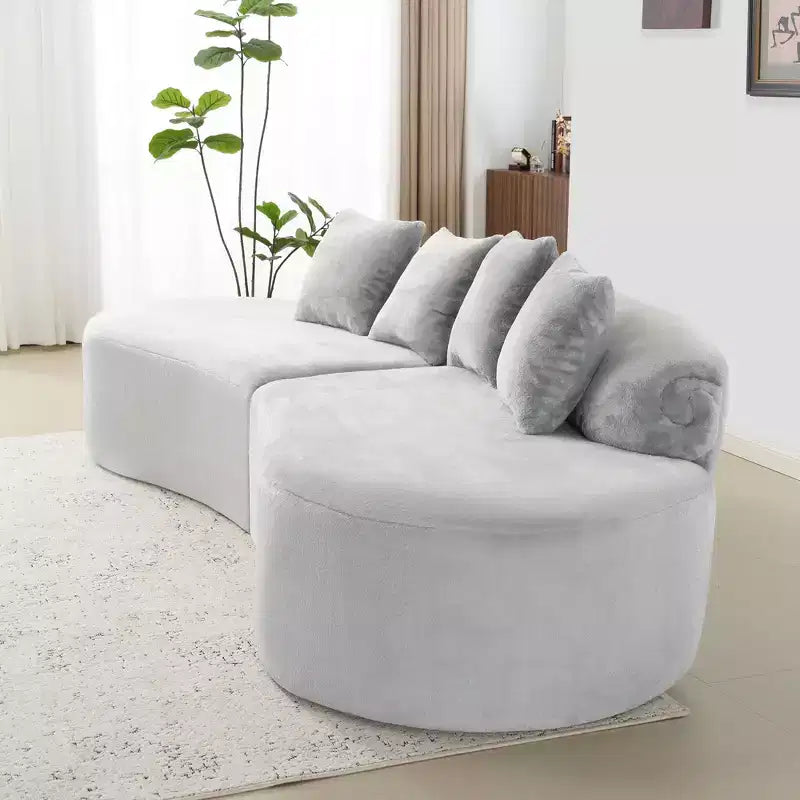 Canapé en flanelle courbé, moderne et simple. Multicolore créatif pour le salon, avec une combinaison de coussins.