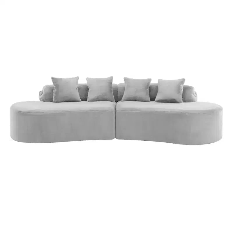 Canapé en flanelle courbé, moderne et simple. Multicolore créatif pour le salon, avec une combinaison de coussins.