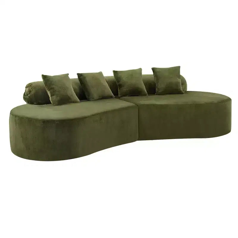 Canapé en flanelle courbé, moderne et simple. Multicolore créatif pour le salon, avec une combinaison de coussins.