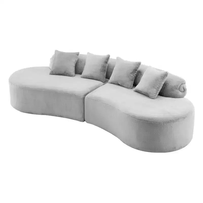 Canapé en flanelle courbé, moderne et simple. Multicolore créatif pour le salon, avec une combinaison de coussins.