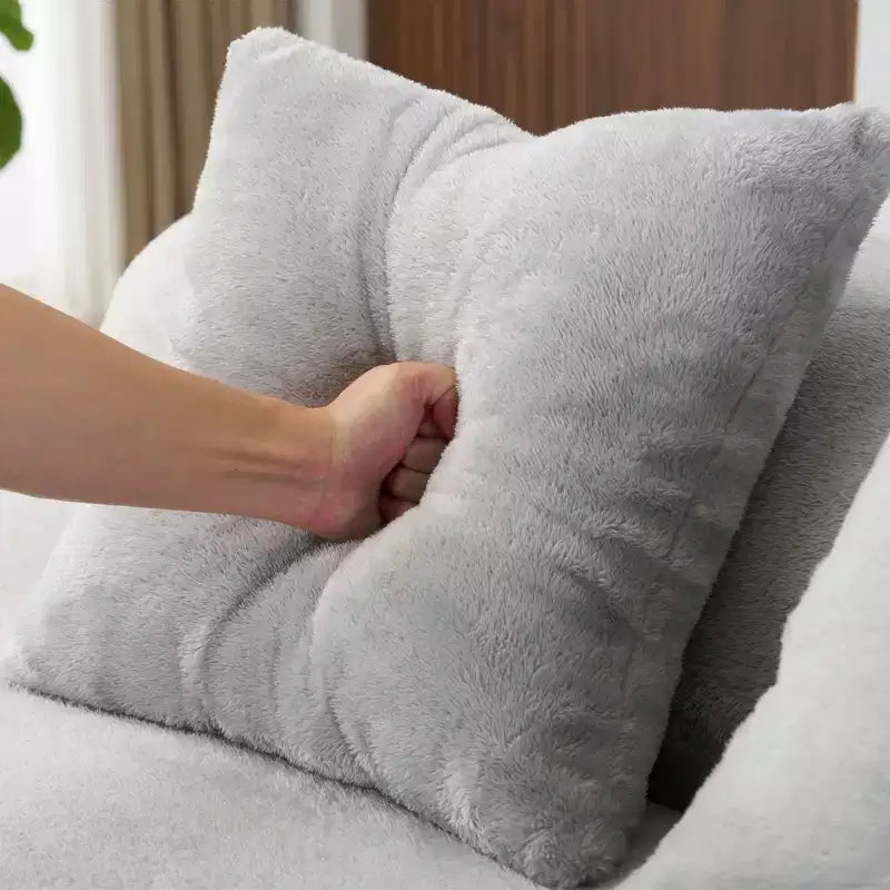 Canapé en flanelle courbé, moderne et simple. Multicolore créatif pour le salon, avec une combinaison de coussins.