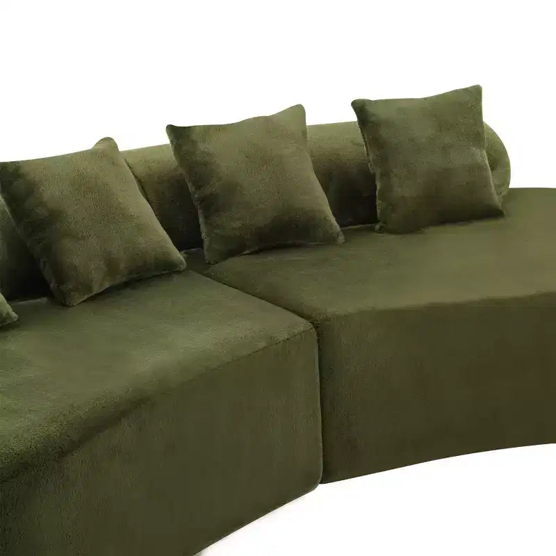 Canapé en flanelle courbé, moderne et simple. Multicolore créatif pour le salon, avec une combinaison de coussins.